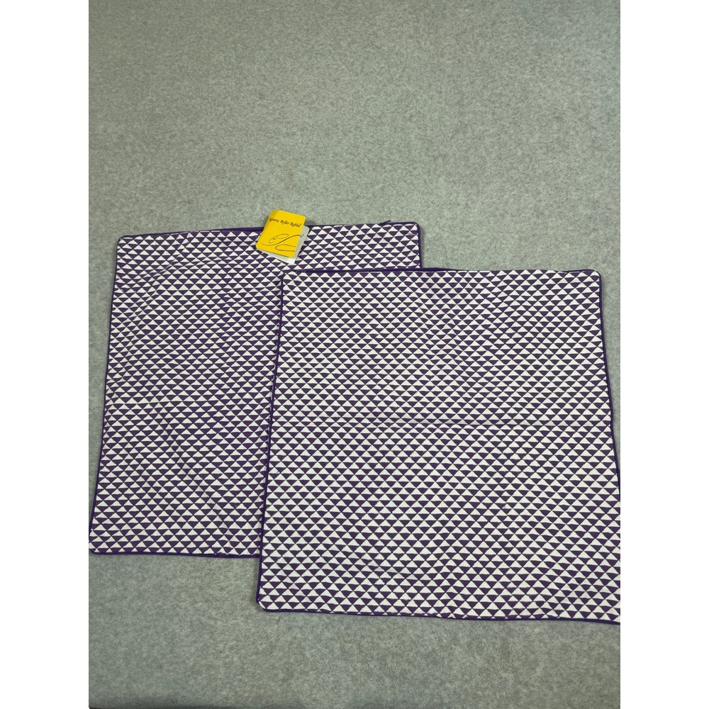Roberta Roller Rabbit Purple White Triangle Geometric Pillow Cover Set of 2 NEW